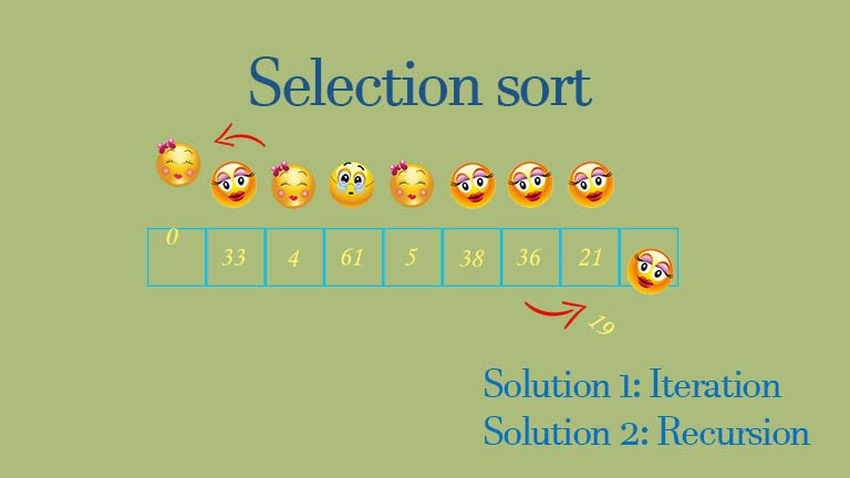 Selection sort (2 solutions) | Download source code | La Vivien Post