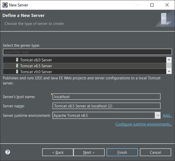 eclipse add tomcat server