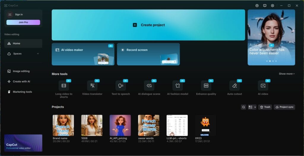 capcut recording screen